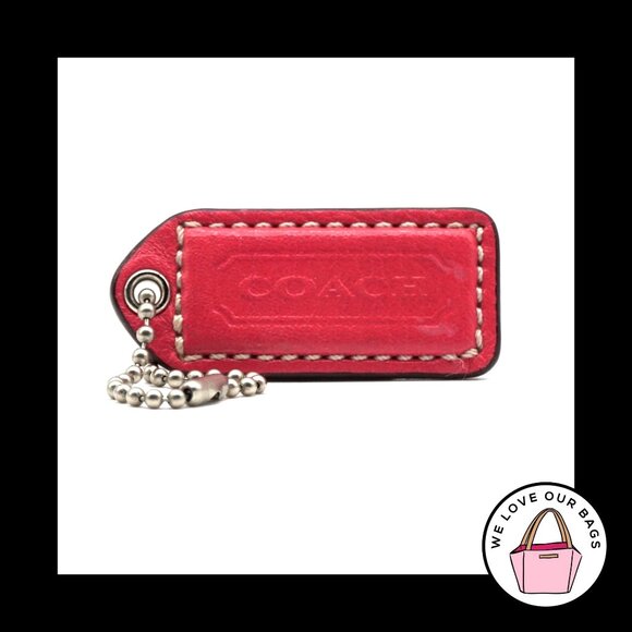 2" Medium Y2K VINTAGE COACH Pink Leather Nickel Fob Bag Charm Keychain Hang Tag - Picture 1 of 1